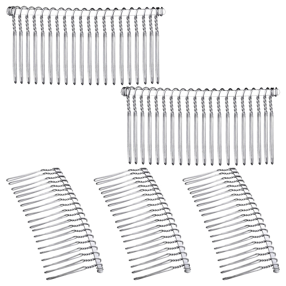 Hicarer metal hair comb front view showing compact bridal clip and bright finish for secure hold