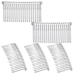 Hicarer metal hair comb front view showing compact bridal clip and bright finish for secure hold