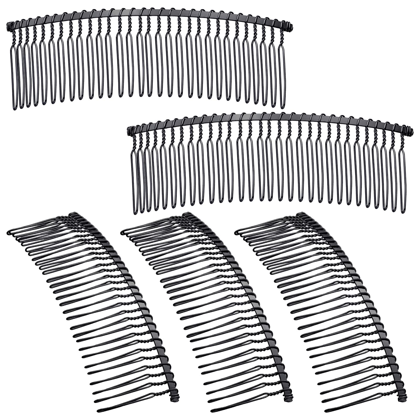 Hicarer front view black metal comb showing compact shape and secure hold