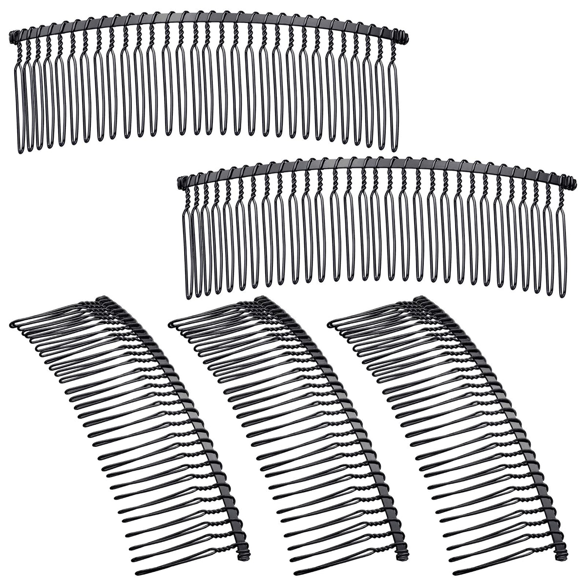 Hicarer front view black metal comb showing compact shape and secure hold