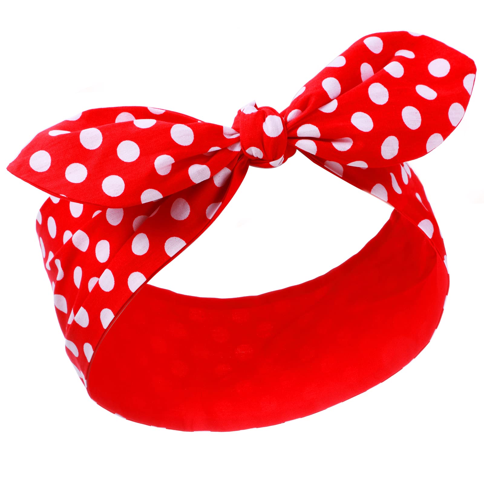 Hicarer front view red polka dot headband shows vintage style and easy styling