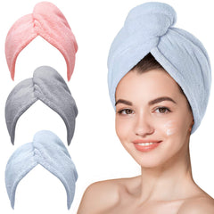 Hicober front view of three towel wraps showing colors and compact pack benefit