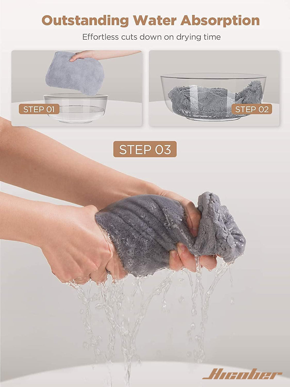 Hicober towels displayed on bathroom shelf creating organized, stylish storage