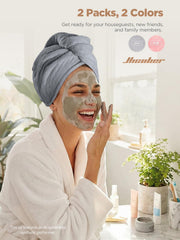 Hicober turban on straight hair showing smooth drying benefit