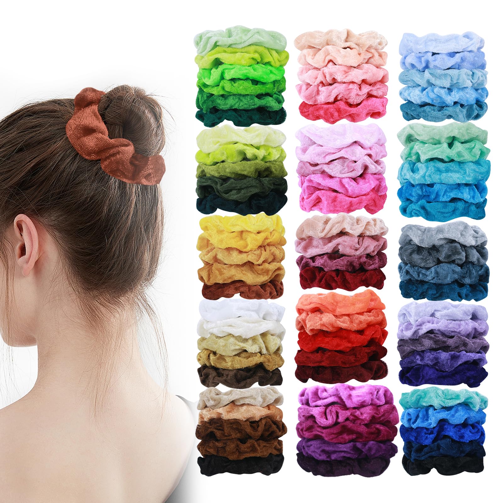 HICONUT front packaging showing 75 scrunchies and neat box, easy storage