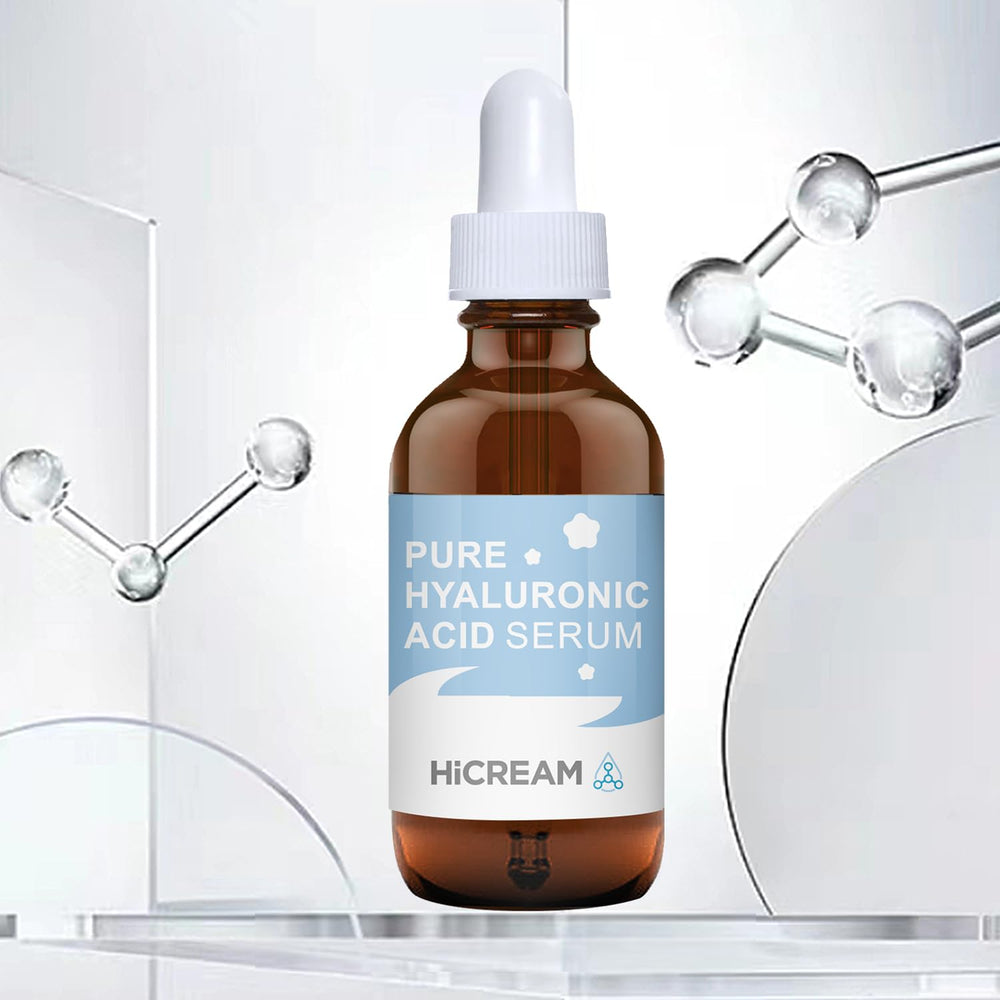 Hicream bottle beside moisturizer showing easy layering benefit