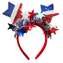 HIFANMM headband front view showing stars and ribbons, adds instant patriotic flair