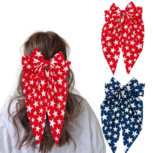HIFANMM front view showing patriotic bow pair and packaging, stylish celebration accessory