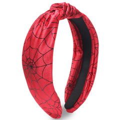 HIFANMM front view headband showing spider web print and bold knot, adds spooky flair