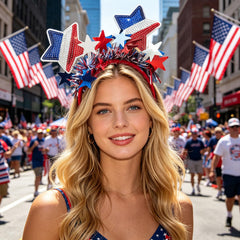 HIFANMM red white blue ribbons detail, flowing accents create motion and color