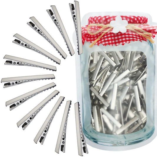 HiJeaton front packaging showing 150pcs metal alligator clips, organized and economical