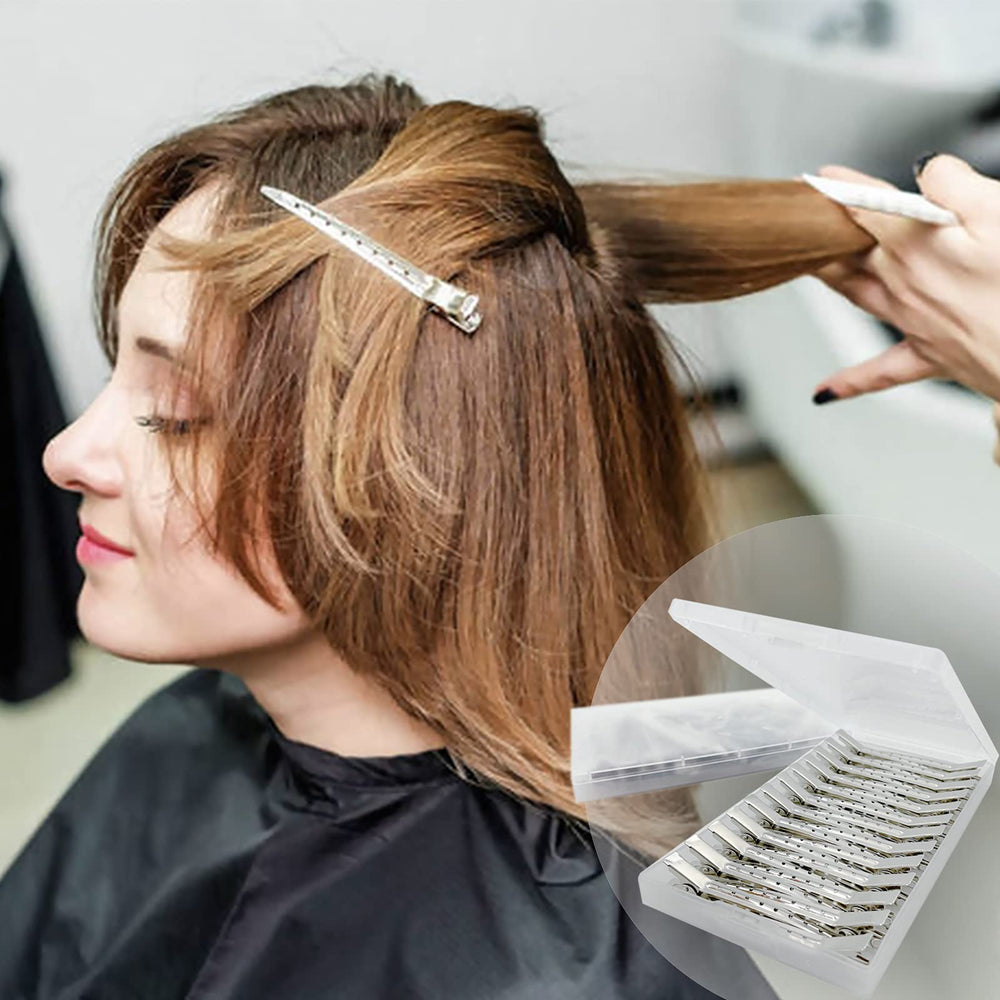 HiJeaton stylist using clips on client, professional-grade hold for cutting and color