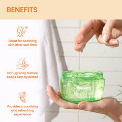 Himalaya aloe vera gel being applied to forearm for soothing comfort