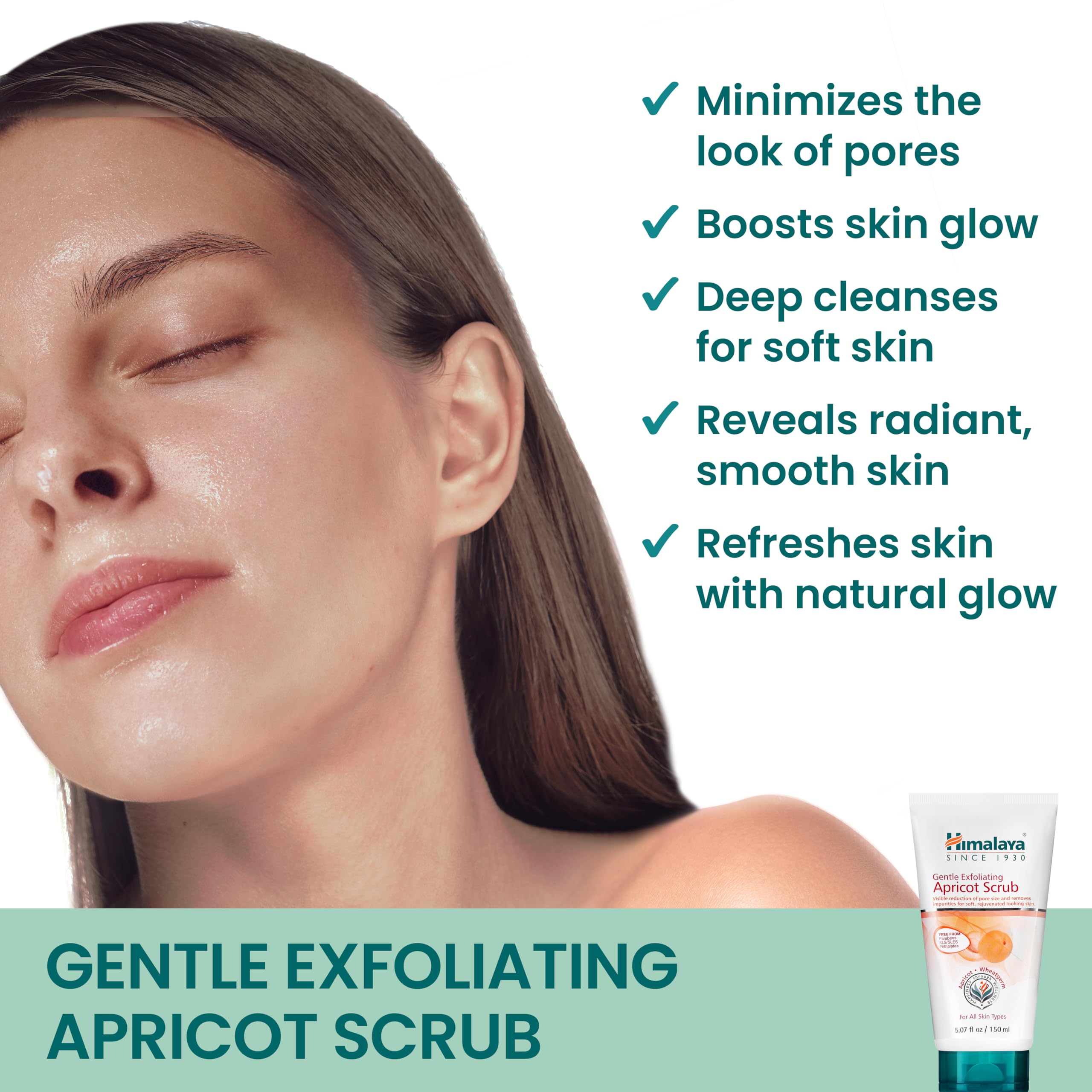 Himalaya tube open with visible granules, shows nourishing scrub formula benefit