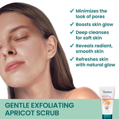 Himalaya tube open with visible granules, shows nourishing scrub formula benefit