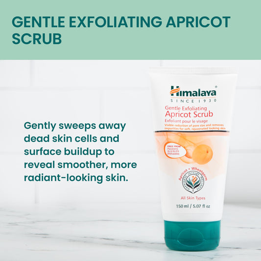 Himalaya close-up texture of apricot granules and gel, gentle exfoliation benefit