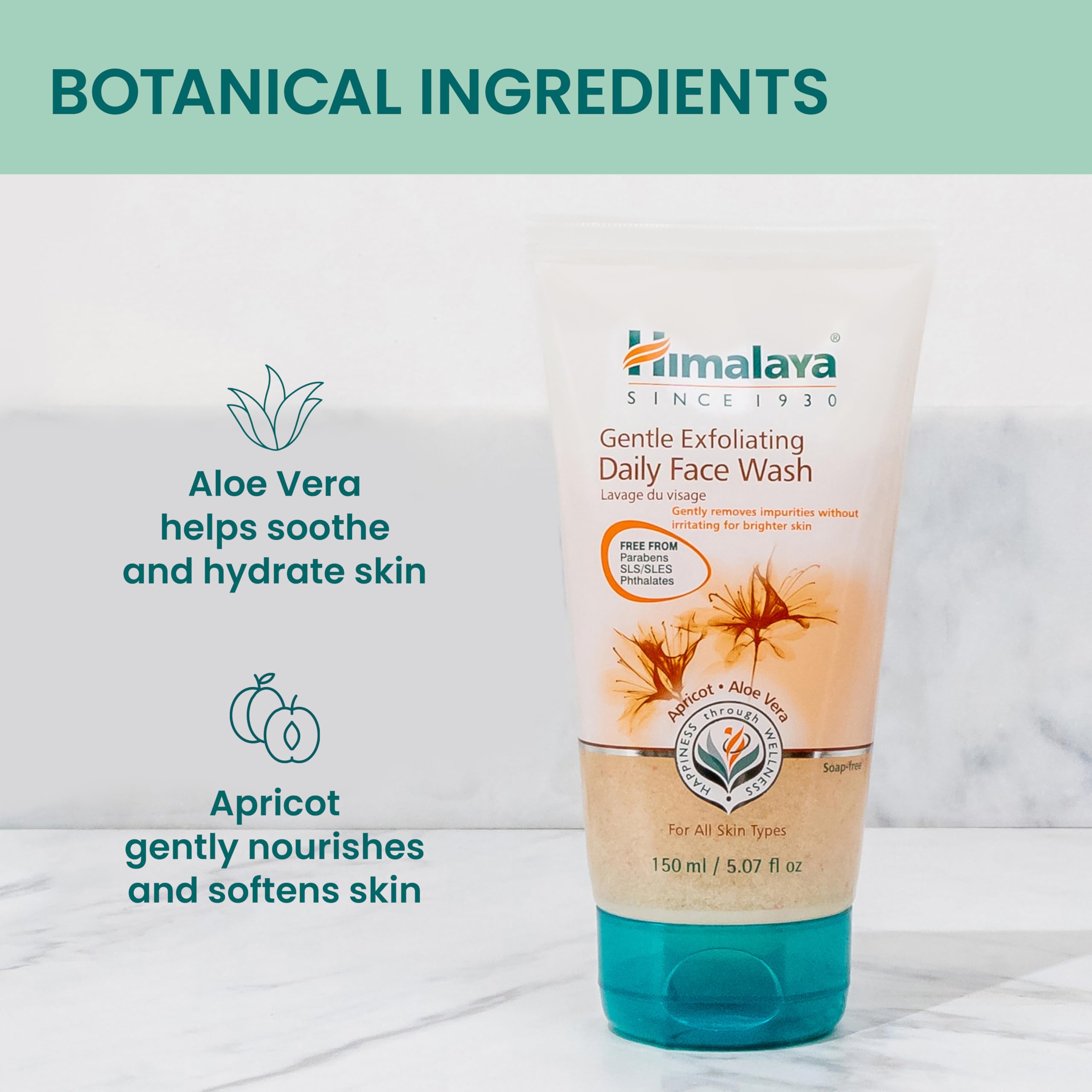 Himalaya bottle label with ingredient highlights for clearer skin