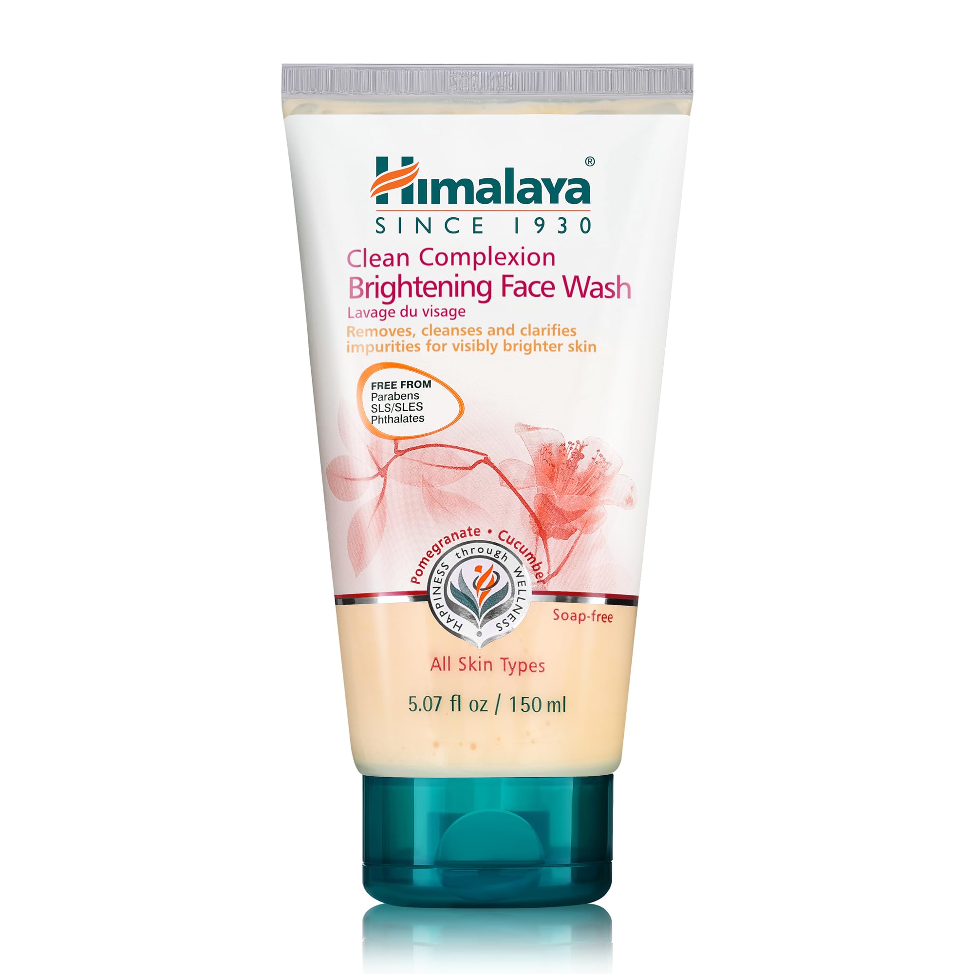 Himalaya front pack shot showing brightening face wash and clean design benefit
