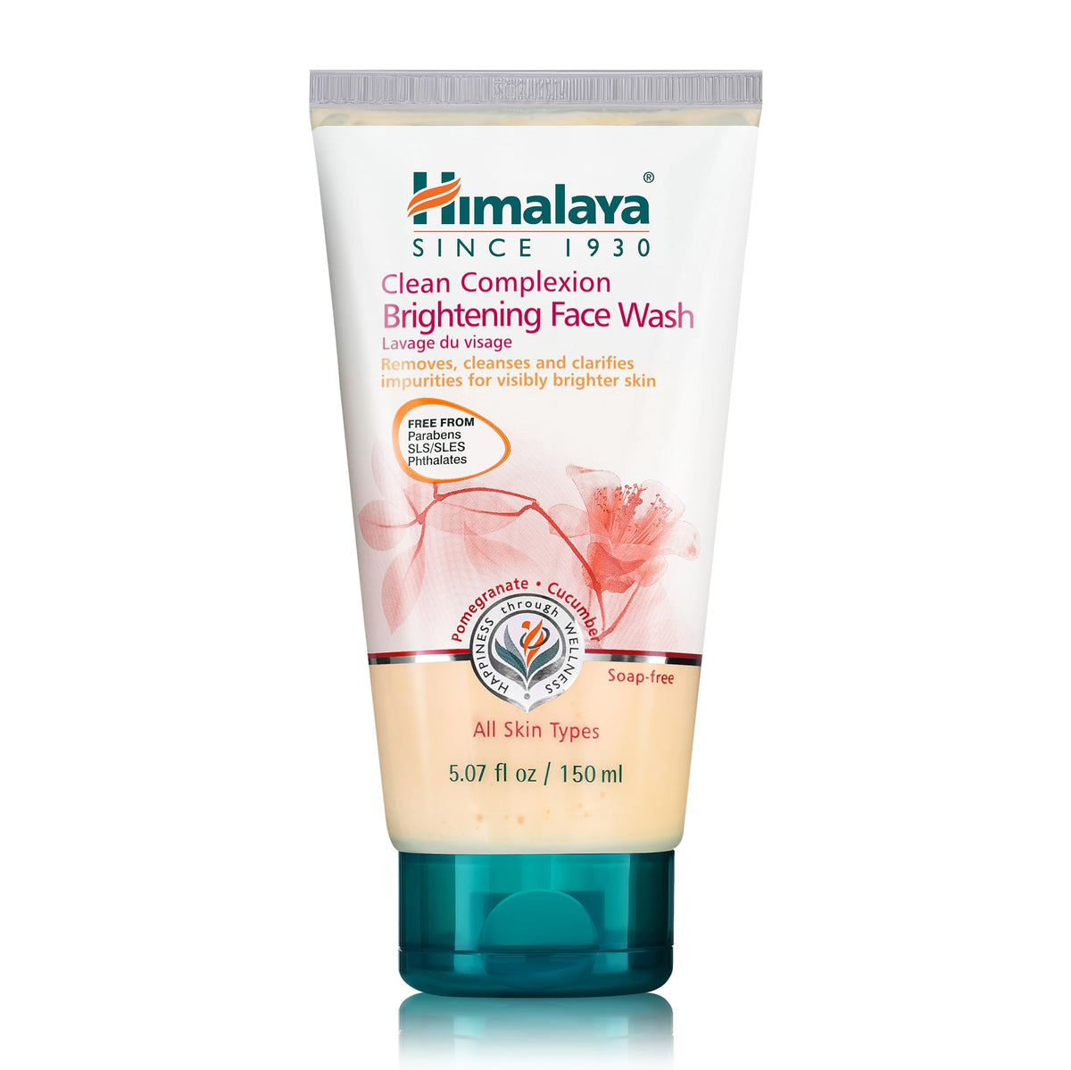 Himalaya front pack shot showing brightening face wash and clean design benefit