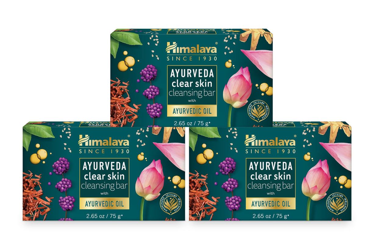 Himalaya Clear Skin front packaging showing 3-pack and product benefit
