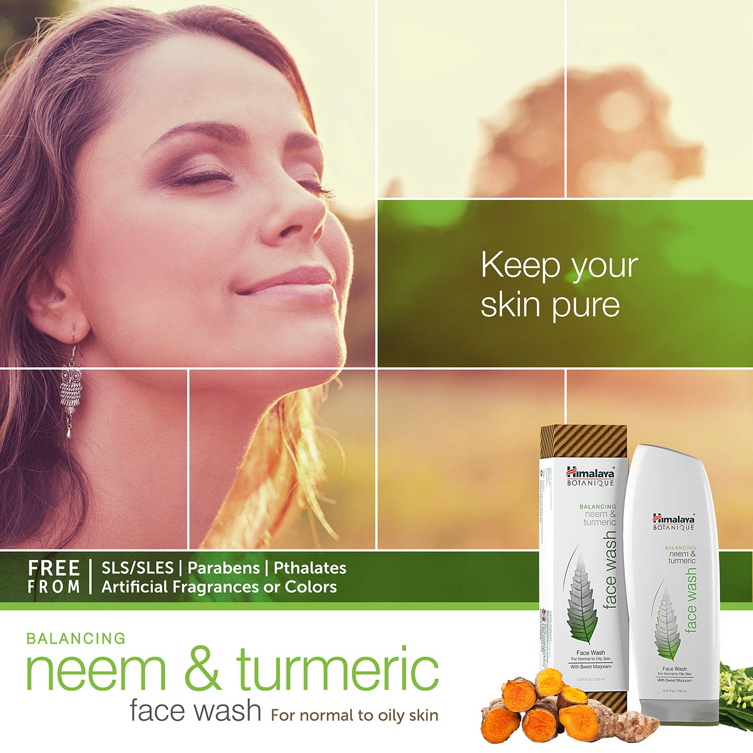 Himalaya face wash being dispensed on hand demonstrating use