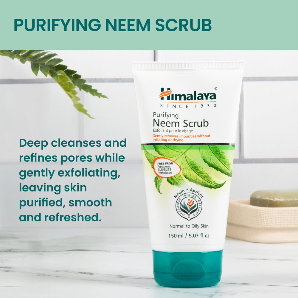Himalaya close-up of neem and apricot granules texture, shows gentle exfoliation