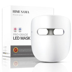 HIME SAMA front view of LED mask showing full-face coverage and even illumination