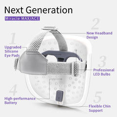HIME SAMA mask worn by user in reclined setting showing convenient wireless use