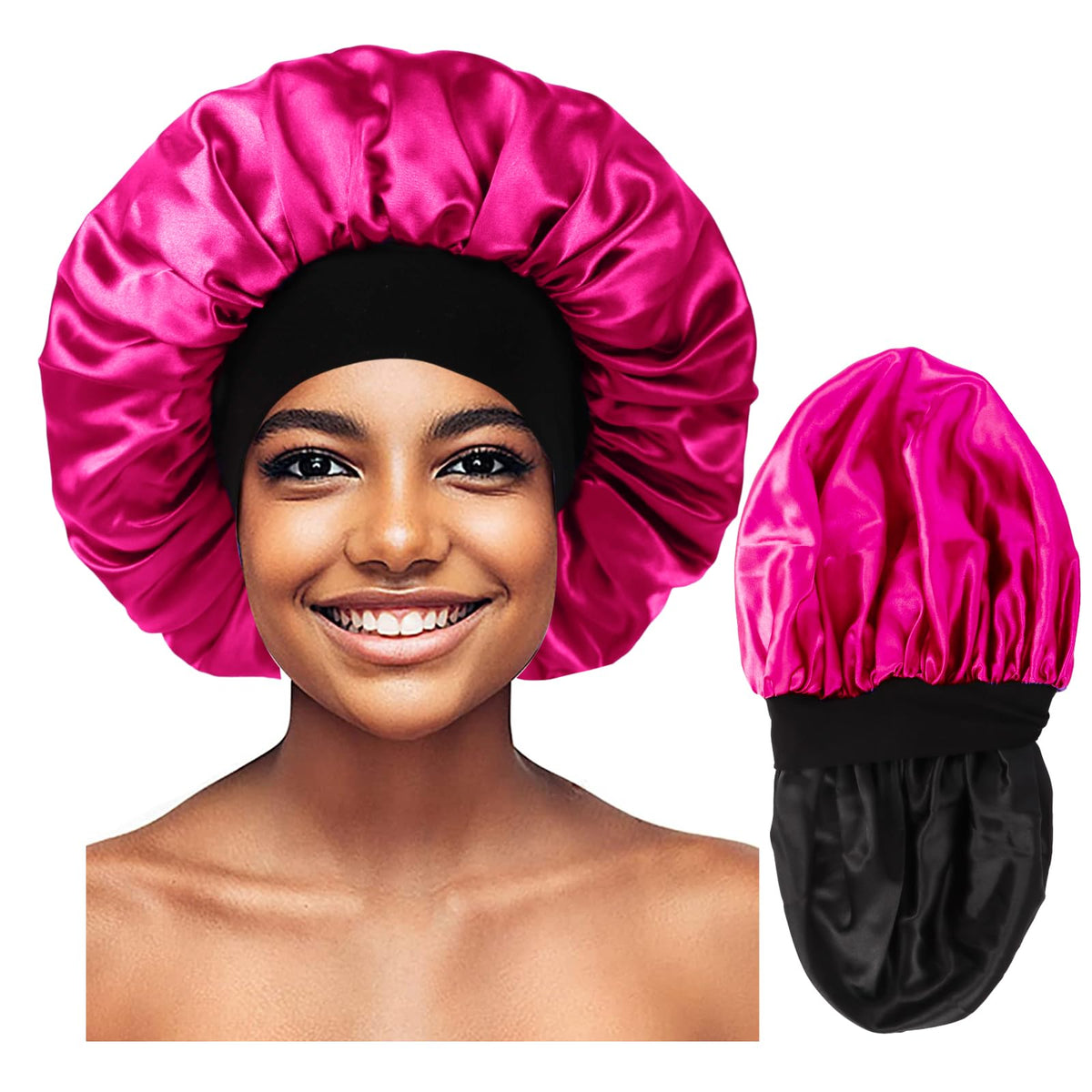 Himoswis front view bonnet showing shape and wide band protecting hair