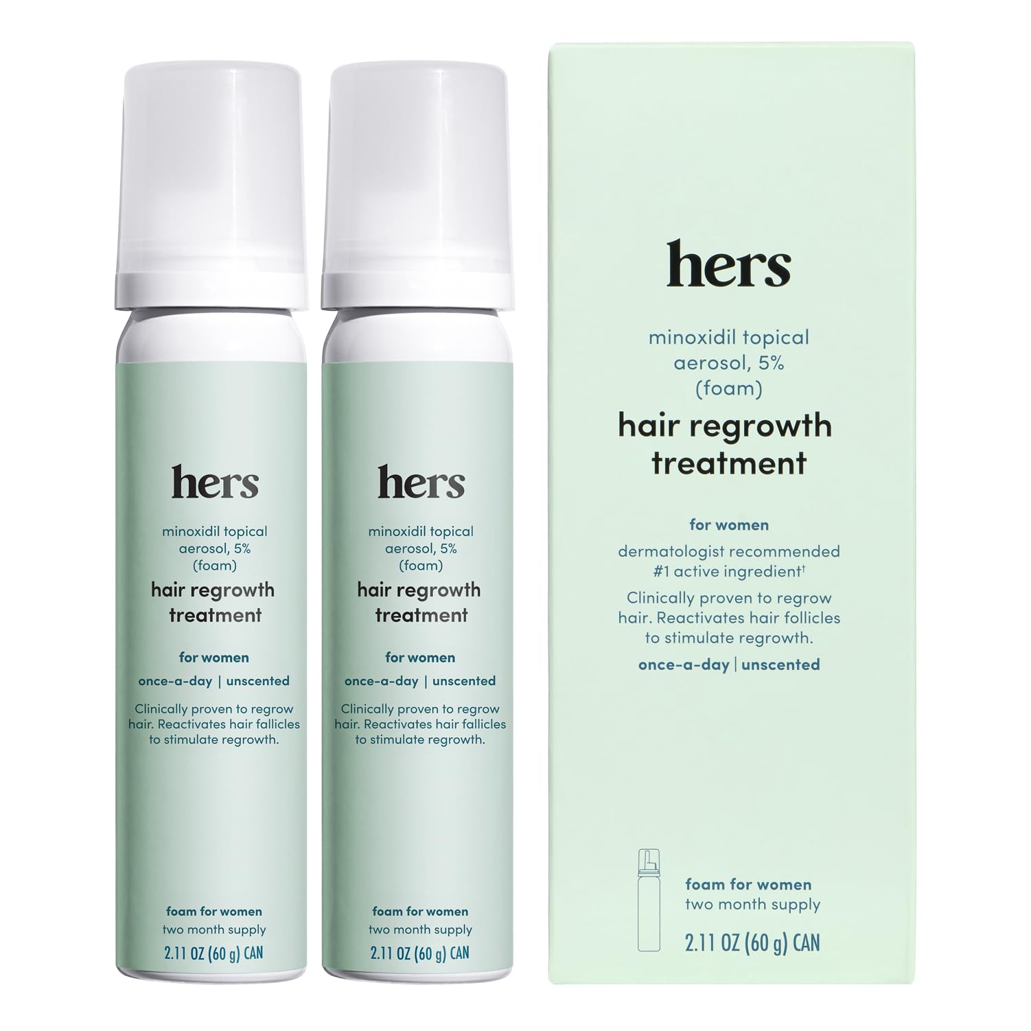 HIMS & HERS front package shot showing product and benefits