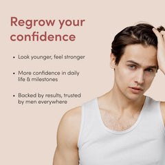 hims product staged in bathroom routine to show easy daily use