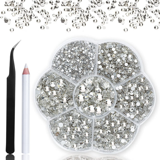 HINABTRU box contents showing 3150 rhinestones and tools for easy selection