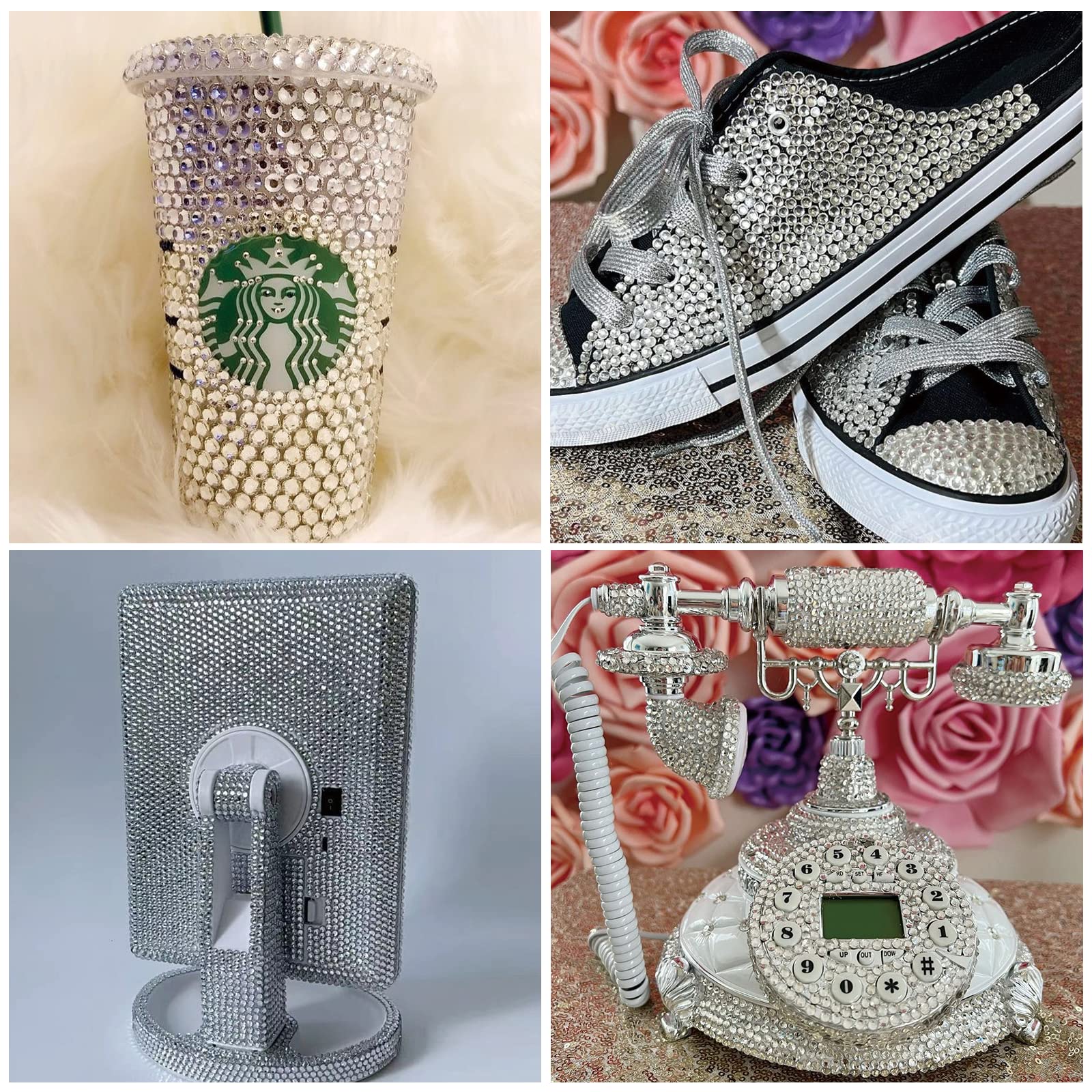 HINABTRU crystals decorating a tumbler demonstrating creative versatility