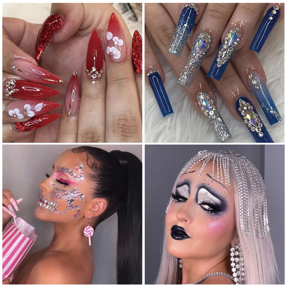 HINABTRU rhinestones applied on nail showing salon-quality finish