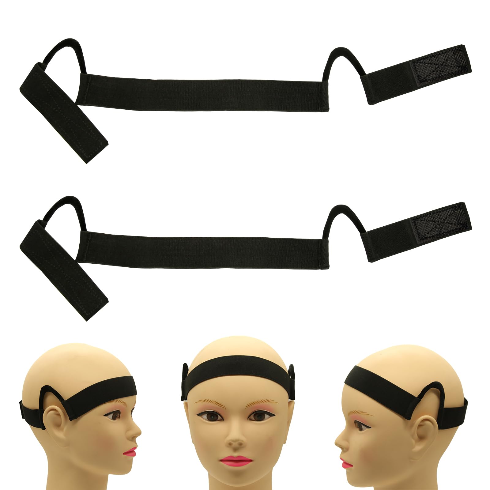 HINGTAI band placed under wig demonstrating stable hold and discreet fit