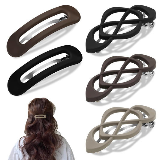 HINGTAI front view of five flat barrettes showing compact packaging and organized set