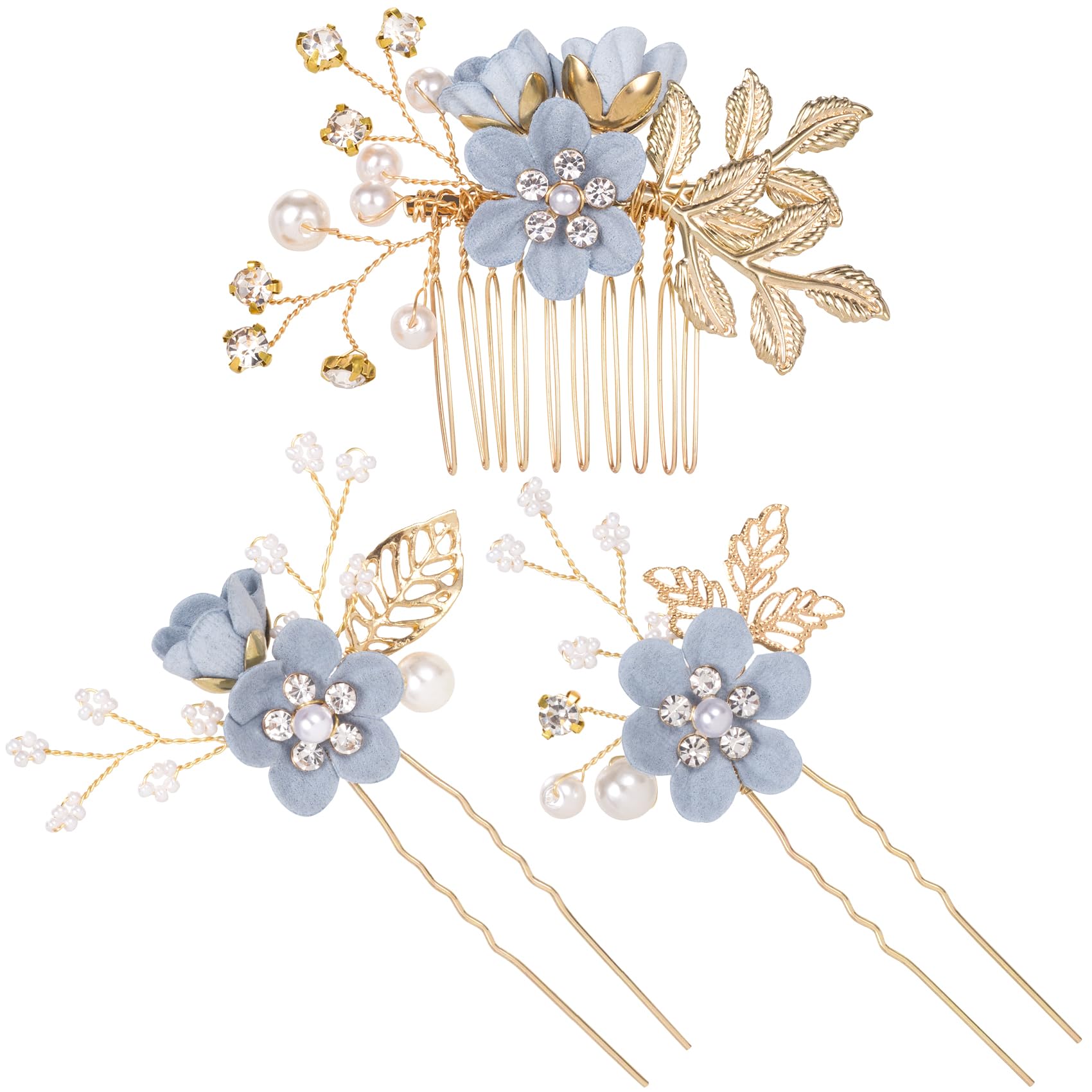 HINZIC front packaging showing three blue flower tassel hairpins and elegant presentation benefit