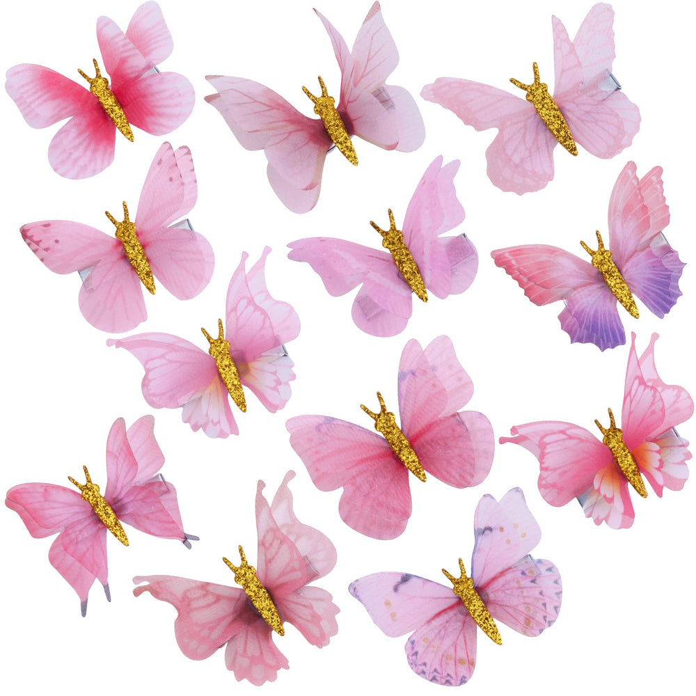 HINZIC front packaging showing 12 pink butterfly clips, convenient set for gifting