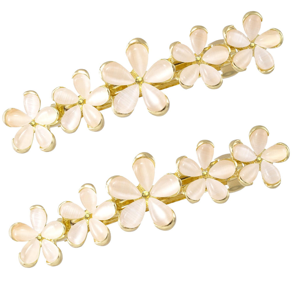 HINZIC gold opal flower clip front view showing sparkle and elegant shape for styling