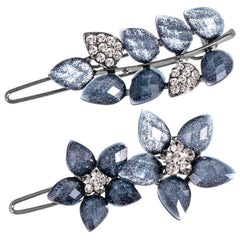 HINZIC front view of ink-blue rhinestone clip shows elegant sparkle and secure hold
