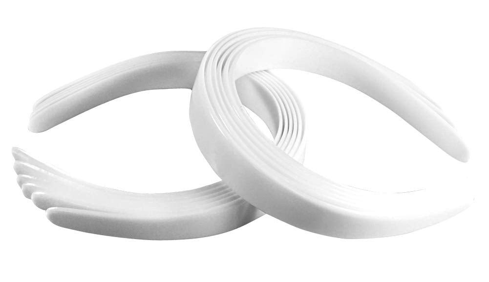 HipGirl front view of 12 white headbands showing bulk pack and neat stack, great for events
