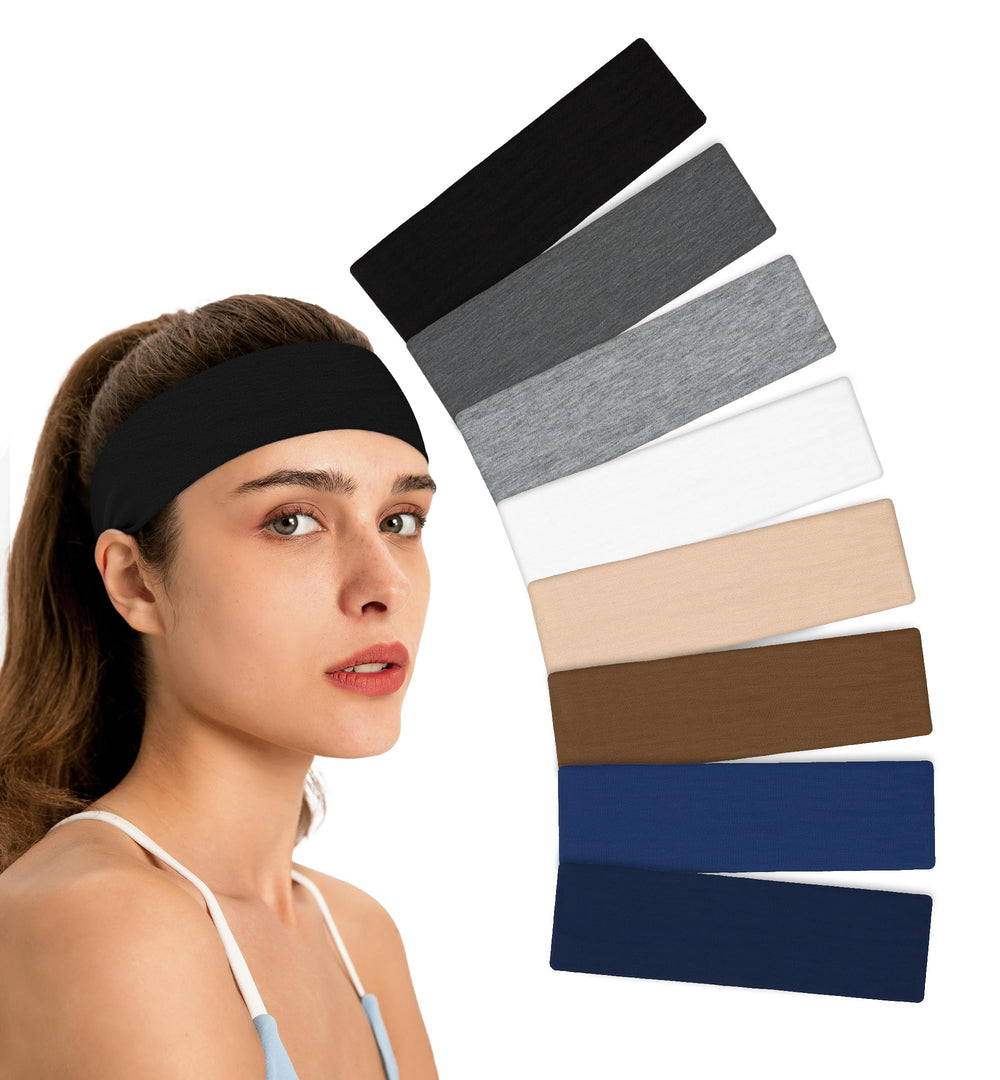 HiRui front view of the 8PCS headbands pack showing neutral colors and variety