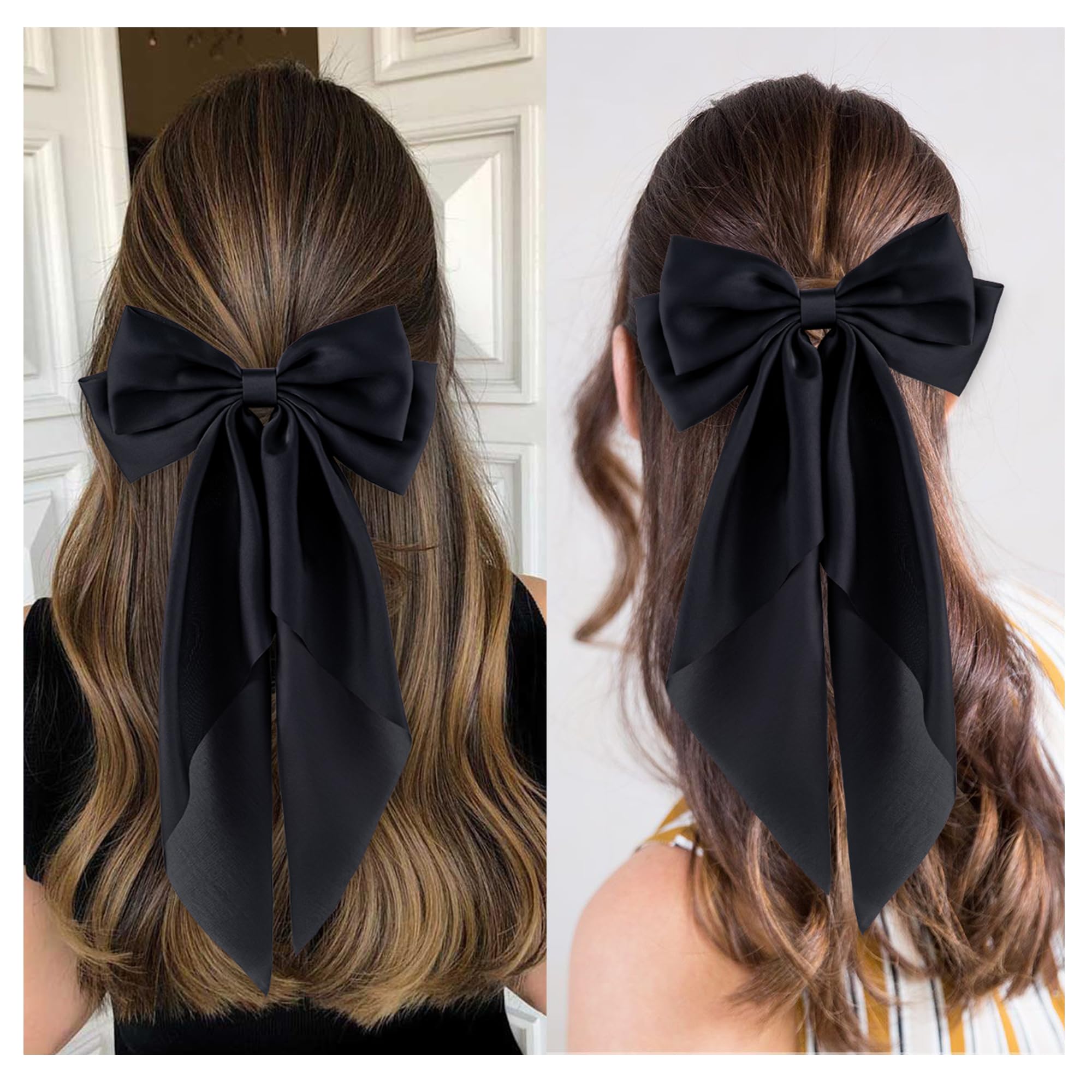 hisial model wearing bow in ponytail demonstrating style and all-day comfort