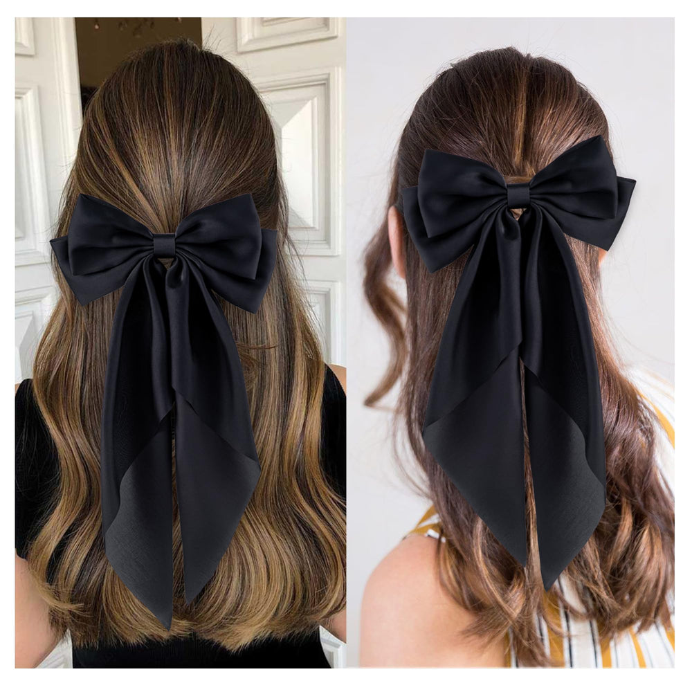 hisial model wearing bow in ponytail demonstrating style and all-day comfort