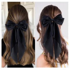 hisial model wearing bow in ponytail demonstrating style and all-day comfort