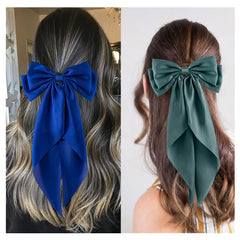 hisial bow clipped in ponytail, demonstrates elegant styling and all-day wear