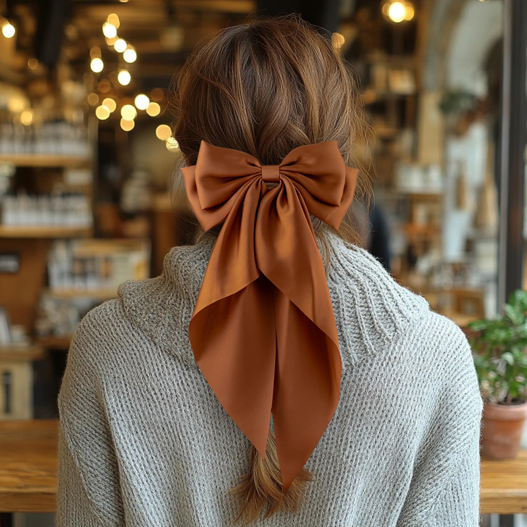 hisial arranged bows in black khaki brown white displaying color-matching versatility