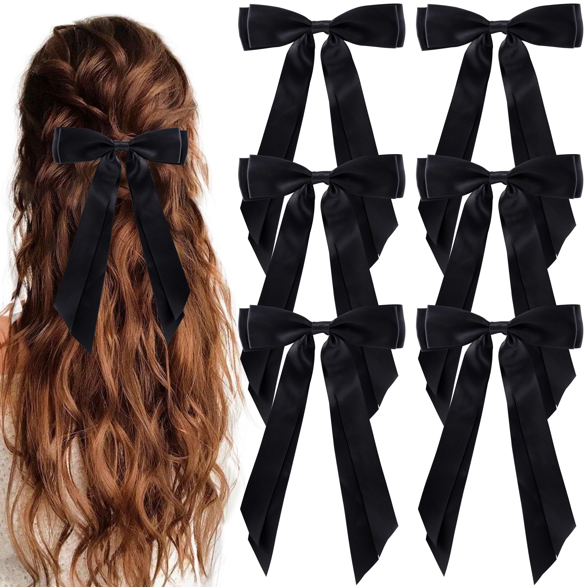 hisial front packaging showing six black satin bows, neat and elegant