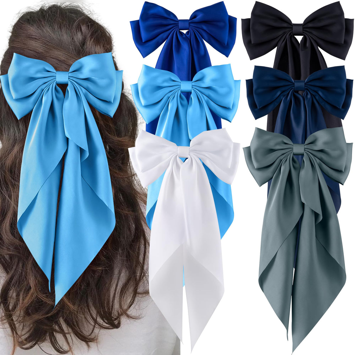hisial front packaging showing six large satin bows, clear assortment benefit