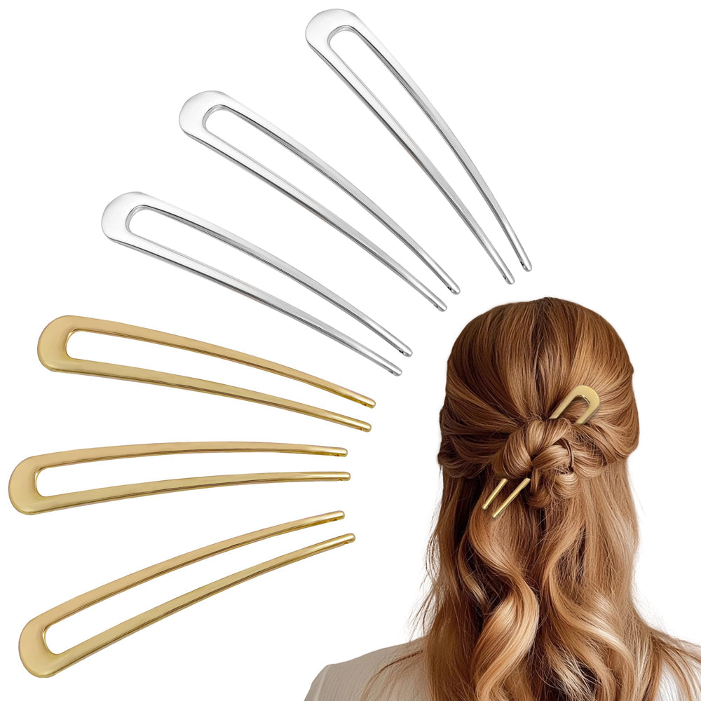 hisial front packaging showing six metal hair pins and clear box, easy storage